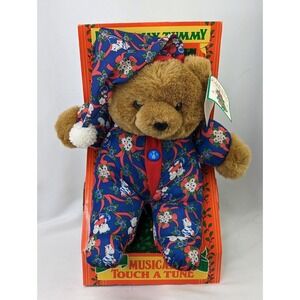 Dandee International Christmas Musical Brown Bear Plush Blue Stuffed Animal Toy